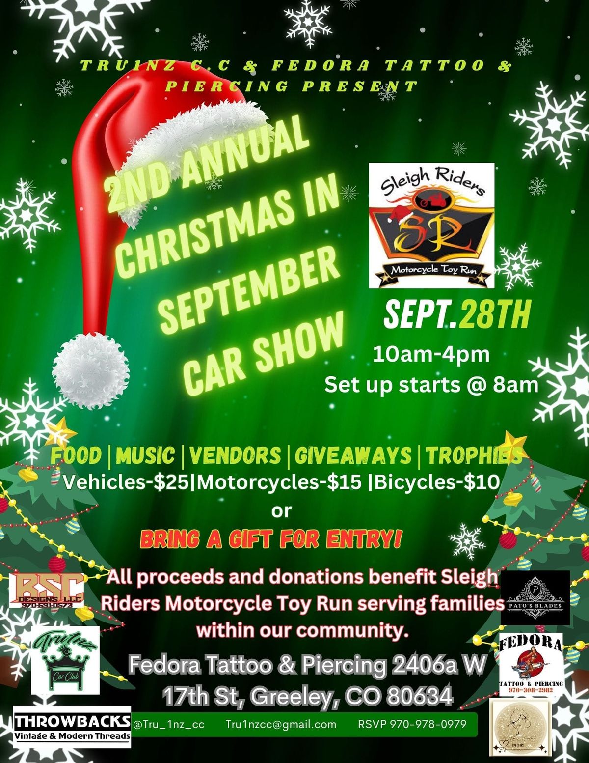 2nd Annual Christmas In September Car Show hosted by Tru-1nz C.C.\/Fedora Tattoo & Piercing 