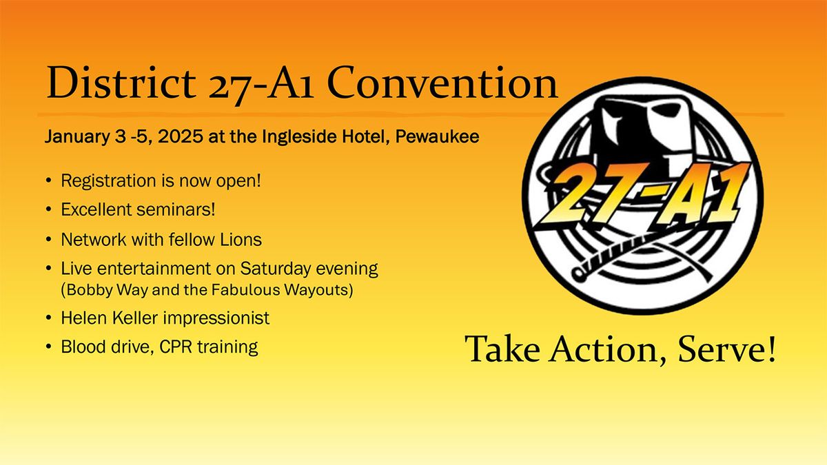 27-A1 District Convention - Jan 3-5, 2025 Ingleside Hotel