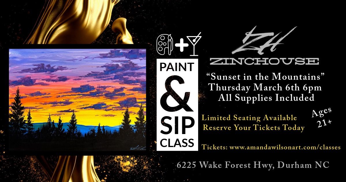 "SUNSET IN THE MOUNTAINS" Paint & Sip class