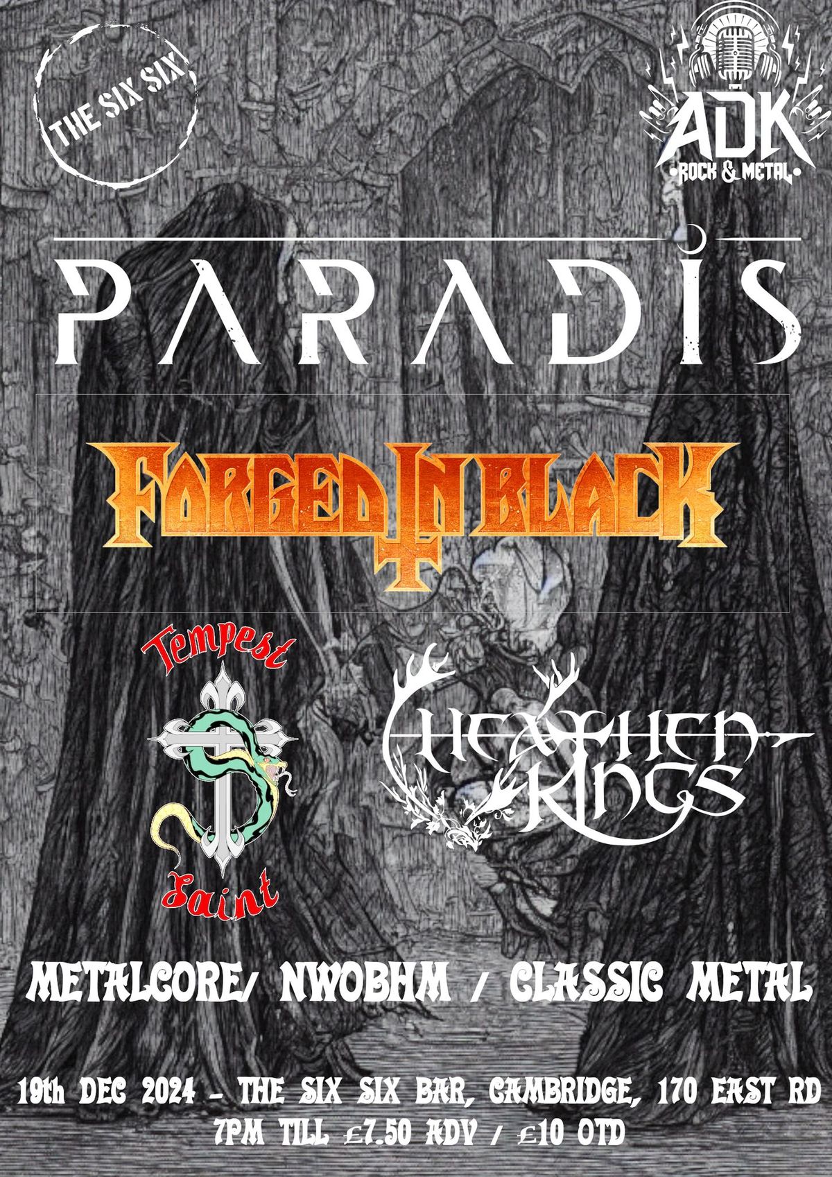 ADK Presents Night 7: Paradis, Forged In Black, Tempest Saint & Heathen Kings