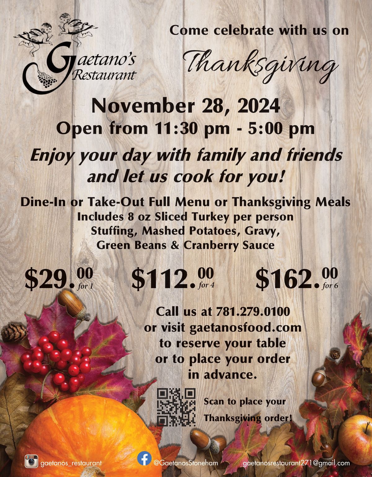 Thanksgiving Dinner at Gaetano's!