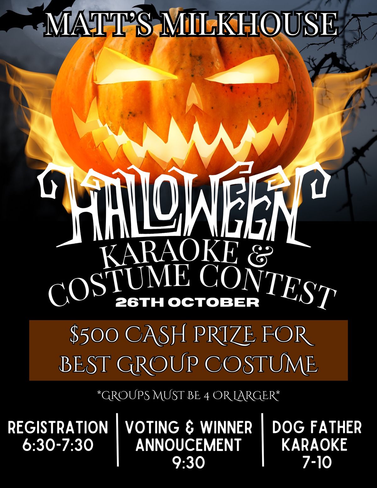 \ud83c\udf83 Matt\u2019s Milkhouse Karaoke & Costume Contest \ud83c\udf83