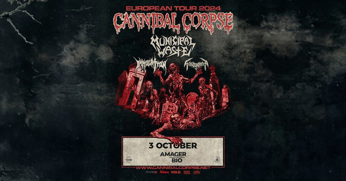 Cannibal Corpse (US) m\/ Municipal Waste (US), Immolation (US) & Schizophrenia (B) - F\u00c5 BILLETTER