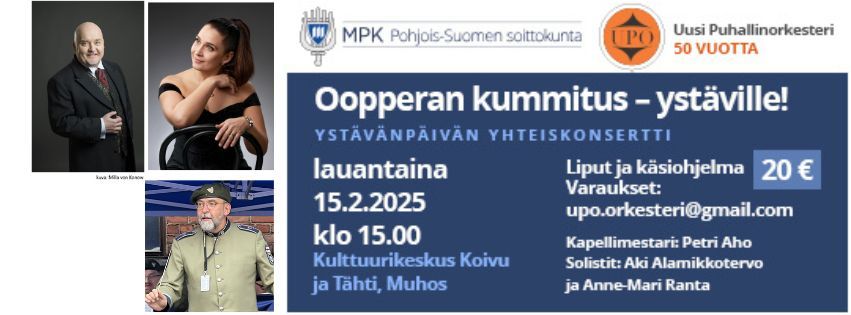 Yst\u00e4v\u00e4np\u00e4iv\u00e4n konsertti Muhoksella lauantaina 15.2.2025 klo 15