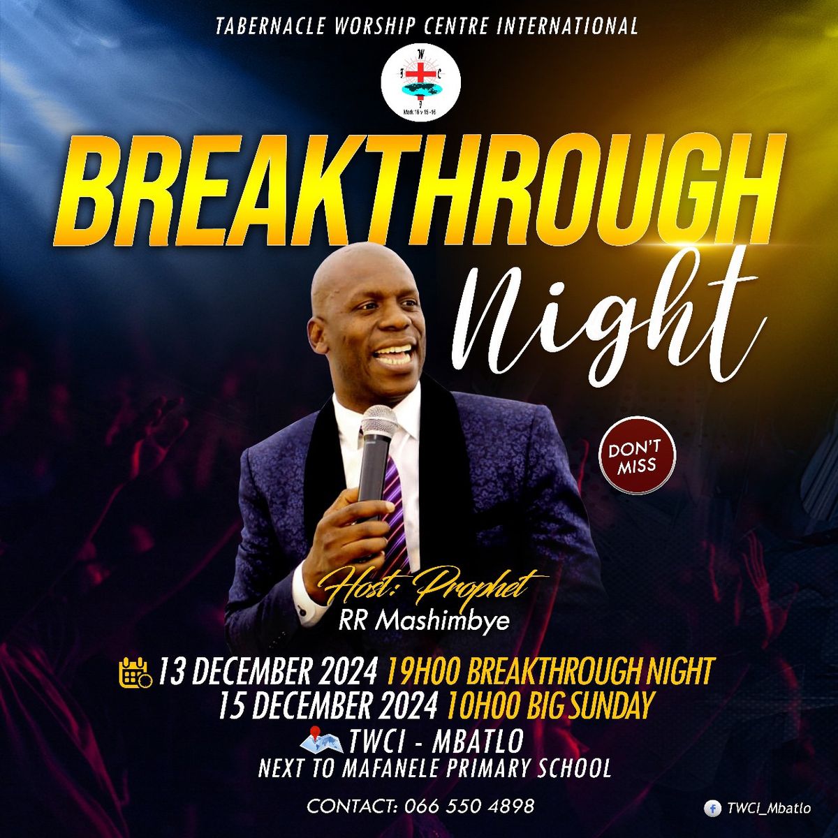 Breakthrough Night Prayer Invitation & Big Sunday Service