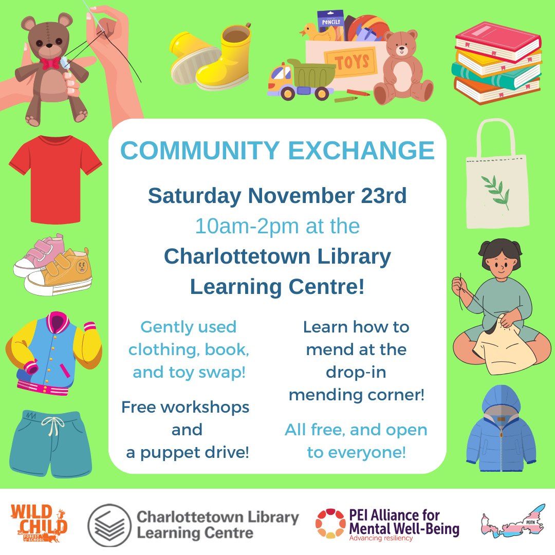 COMMUNITY EXCHANGE!  Clothing Swap, Mending Corner, and more!