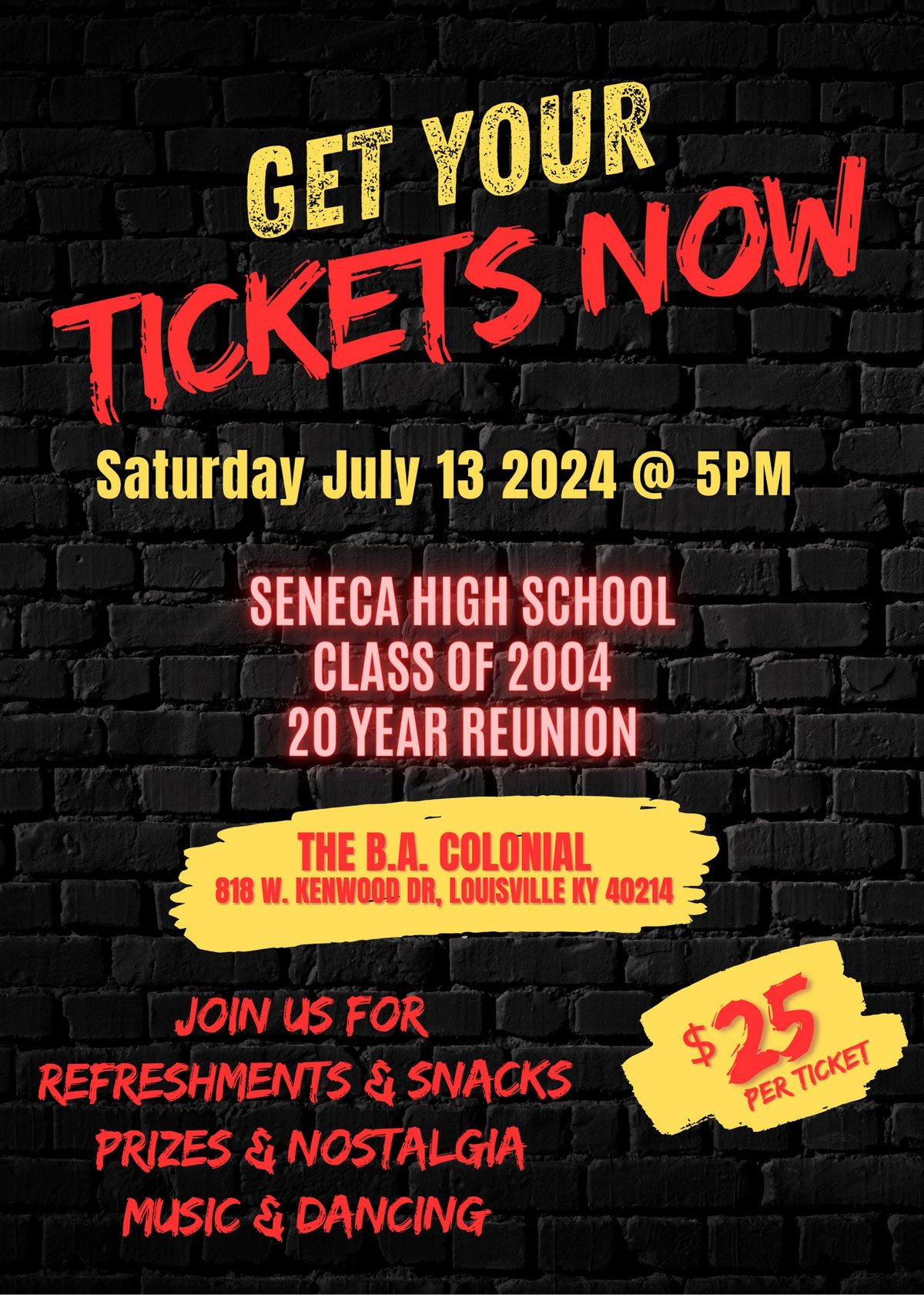 Seneca High School C\/O 2004 | 20th Reunion