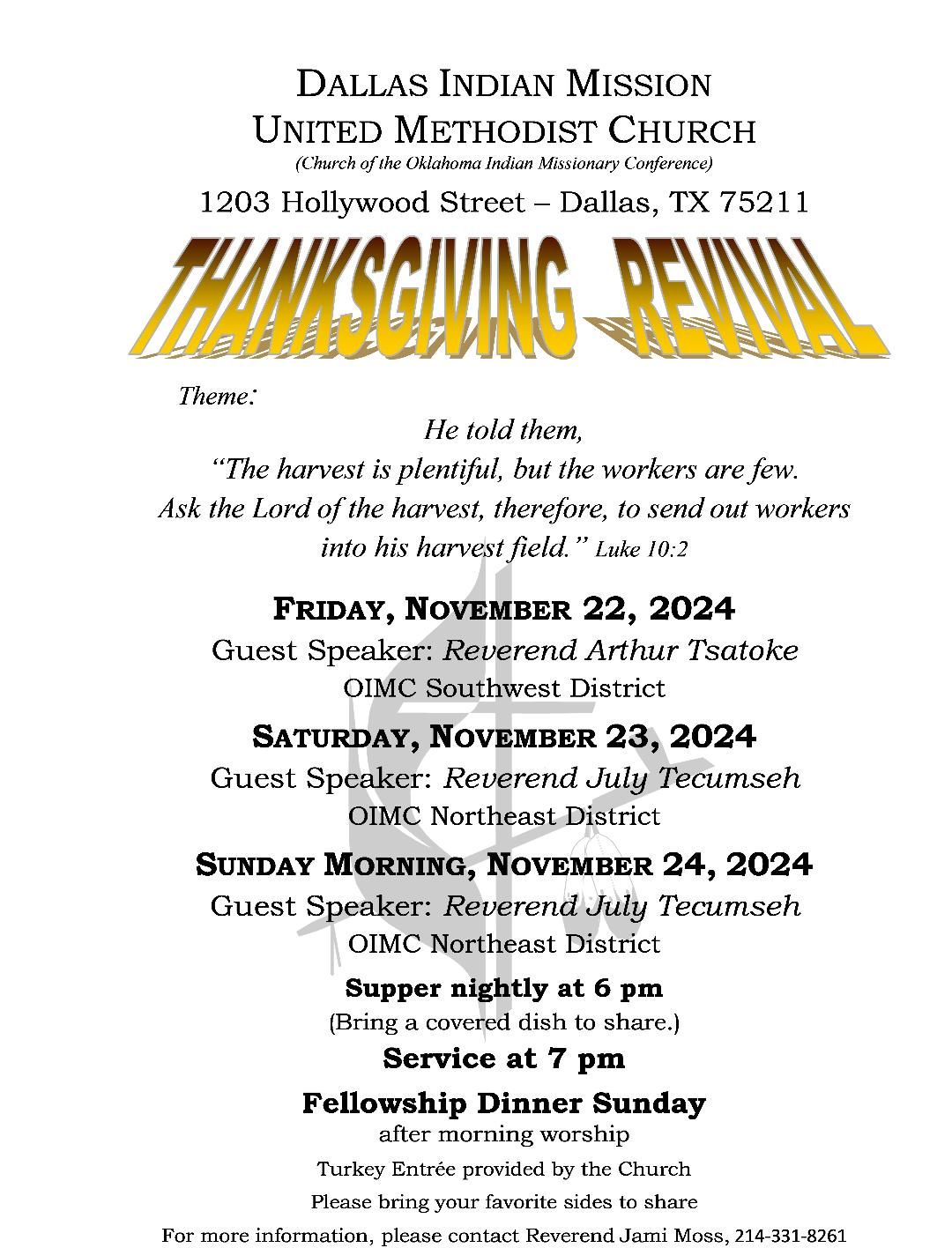 Thanksgiving Revival November 22 thru November 24 