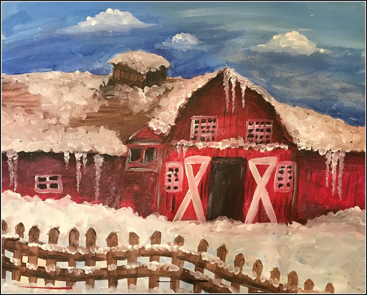 Snowy Red Barn