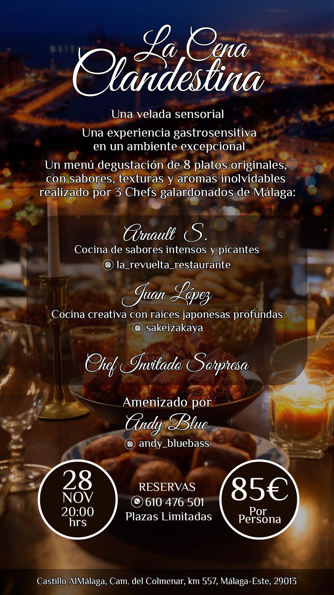 Clandestine Dinner - A sensorial evening combining gastronomy, live music, drinks & tasting menu. 