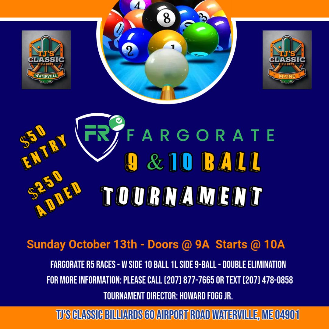 FargoRate 9 & 10 Ball Tournament - $250 Added