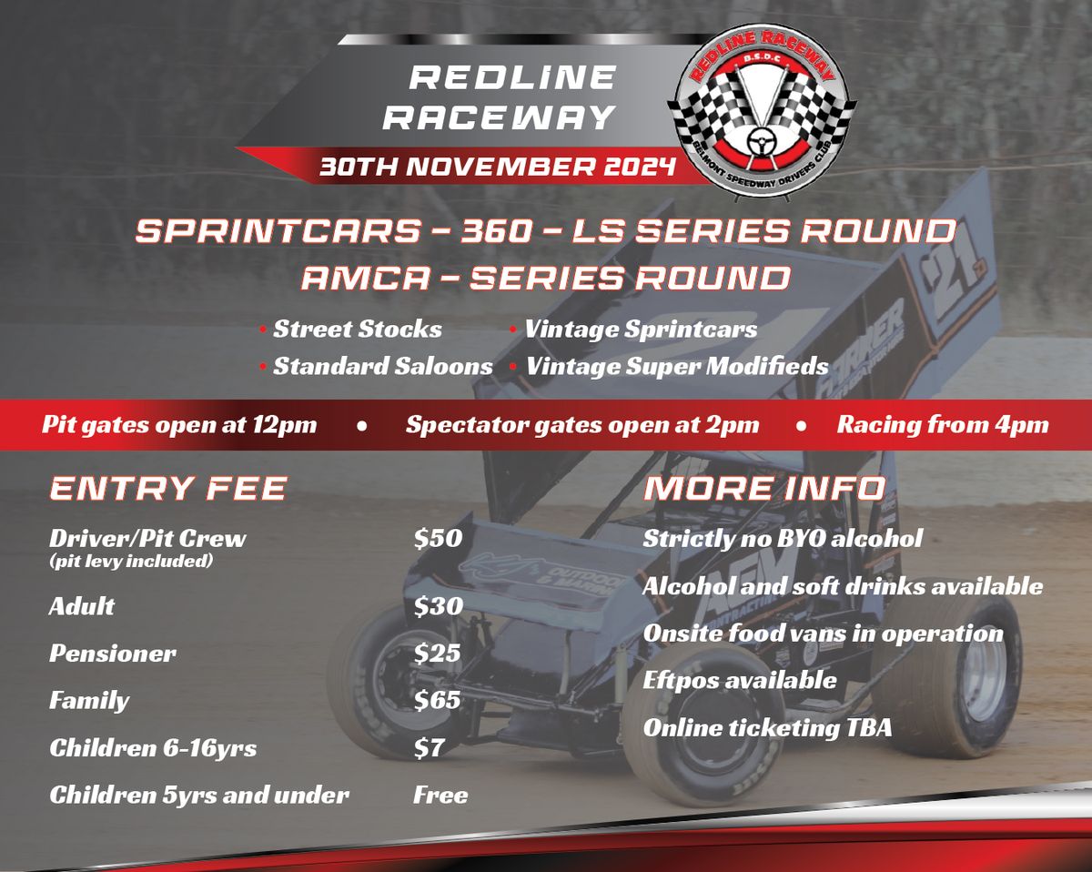 Sprintcars are back at Redline Raceway!!! AMCA, Street Stocks, Standard Saloons  and Vintage