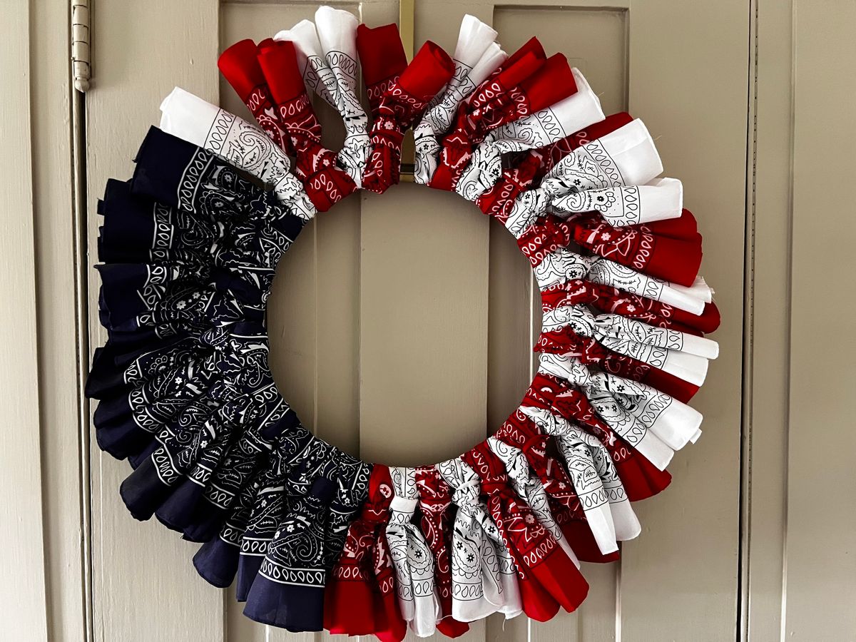 Red, White and YOU: Making a Seasonal Bandana Wreath