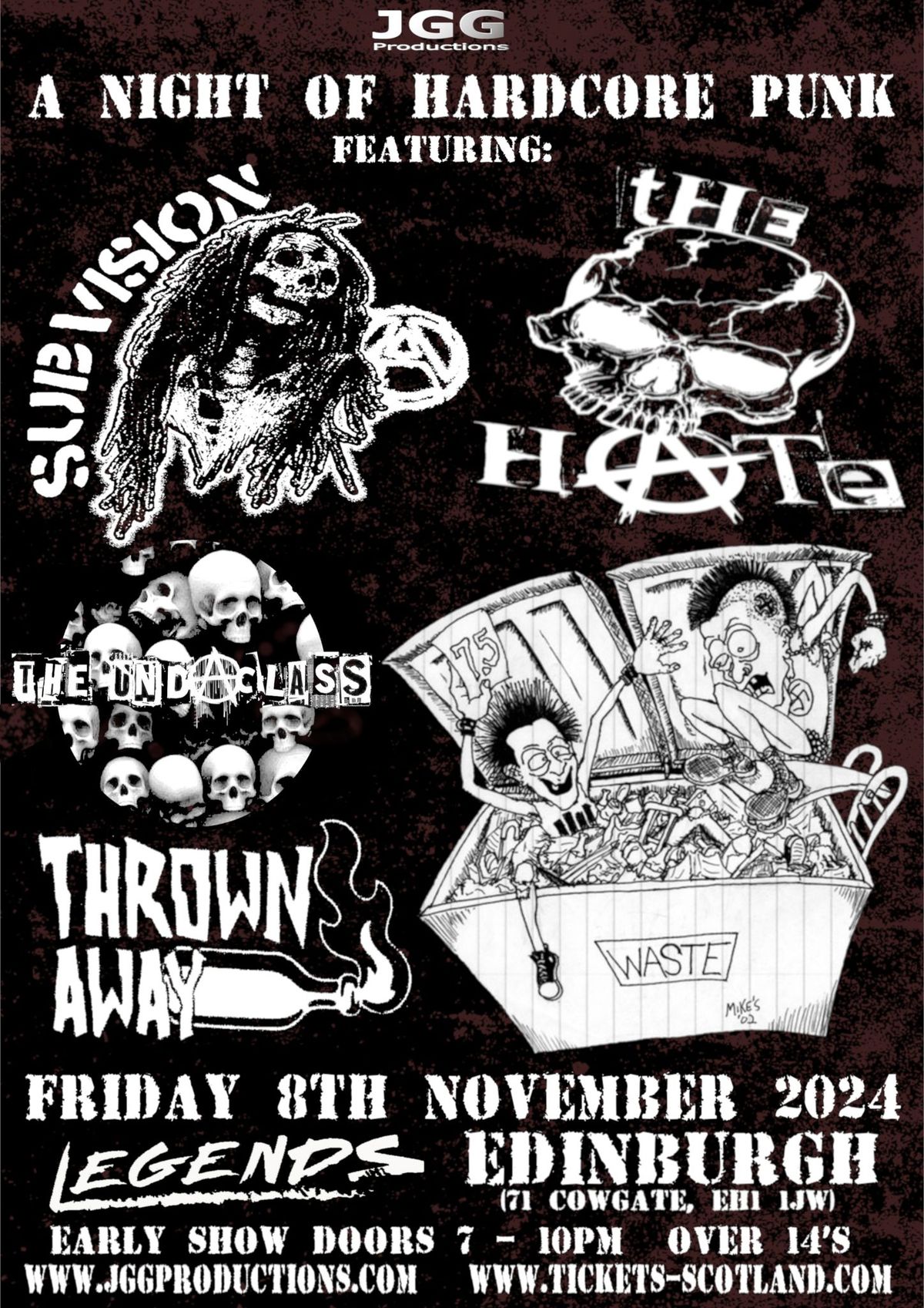 The Hate, Subvision, The Undaclass, Thrown Away @ Legends, Edinburgh 