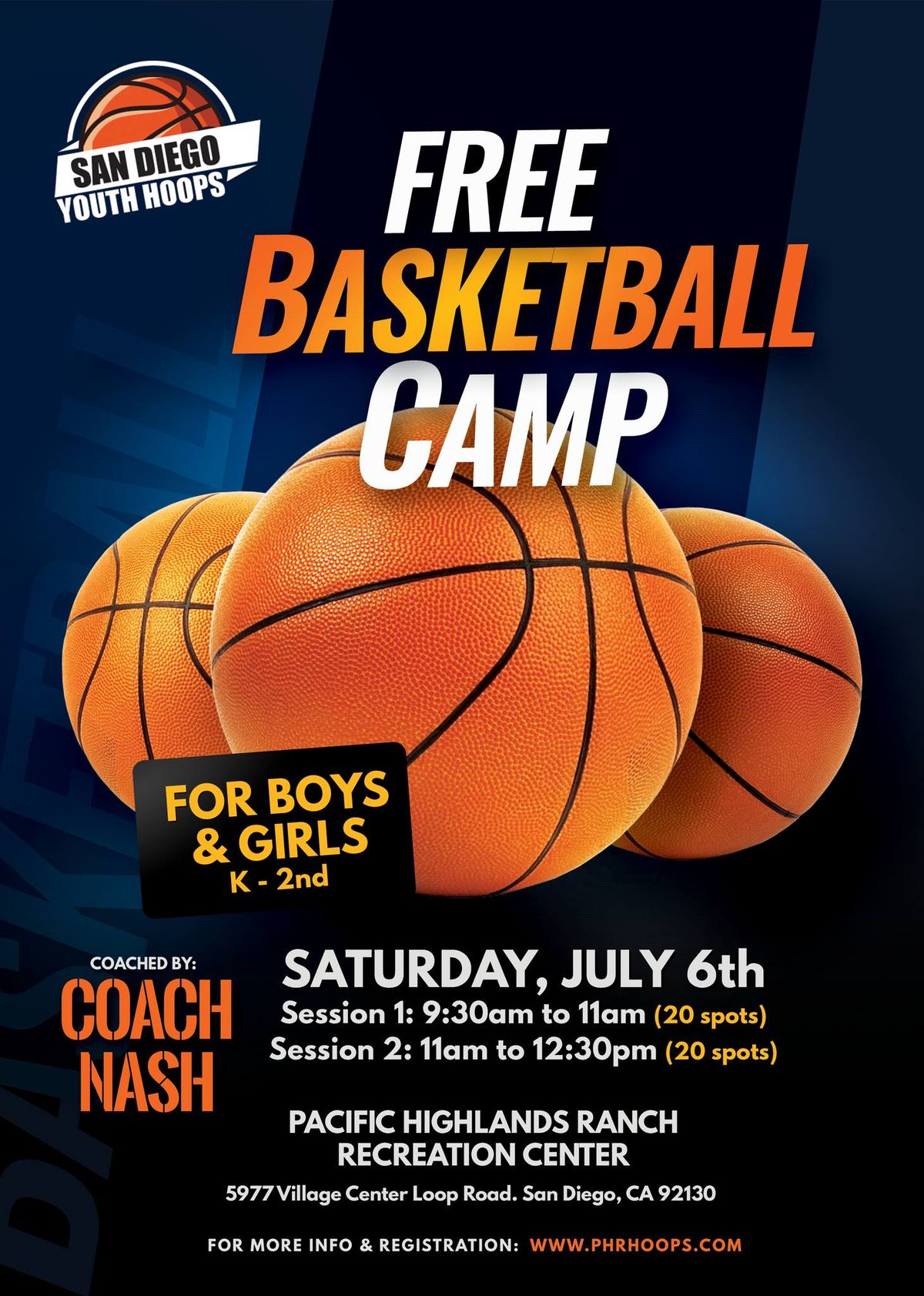 FREE Basketball Camp for Boys and Girls K-2nd Grade