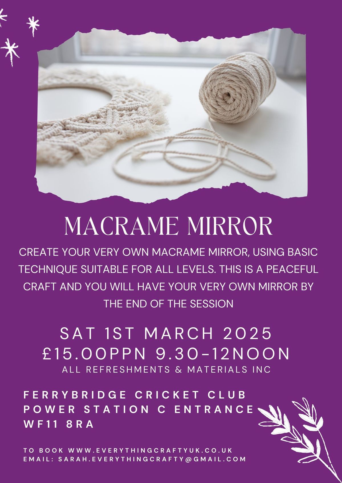 Create your own Macrame Mirror Sat 1st March 10-12noon