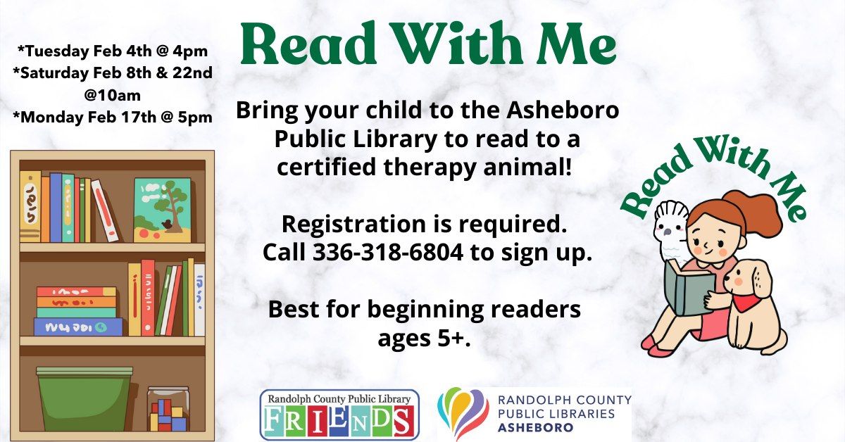 Read With Me - for ages 5+, registration required