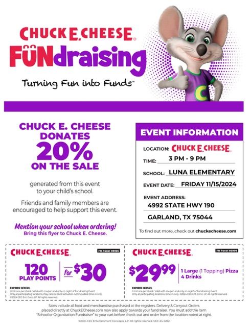 Chuck E Cheese Spirit Night