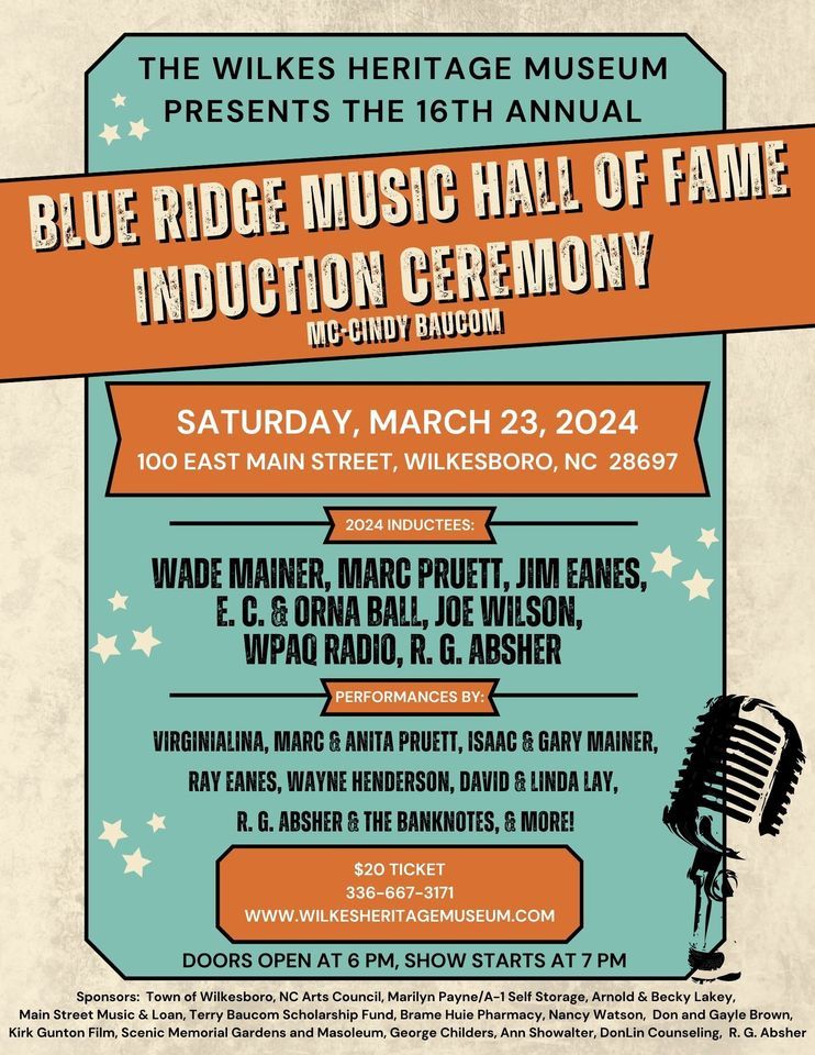 2024 Blue Ridge Music Hall of Fame Induction Ceremony, 100 E Main St ...