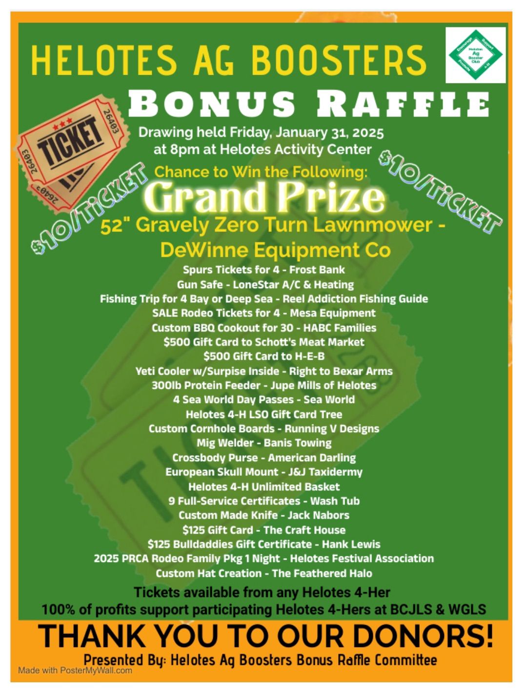 HELOTES AG BOOSTERS BONUS RAFFLE!