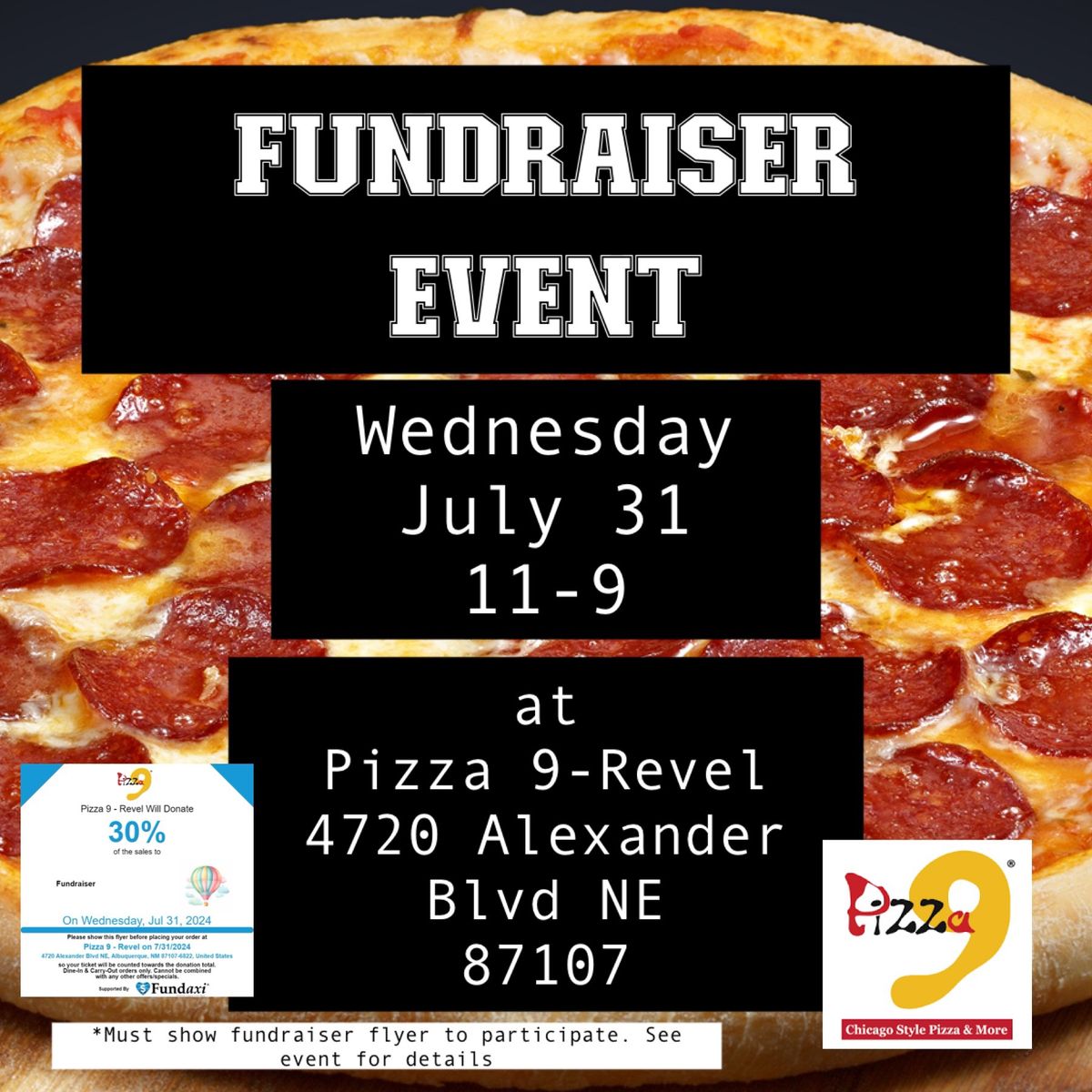 FUNDRAISER-Pizza 9 Revel Event