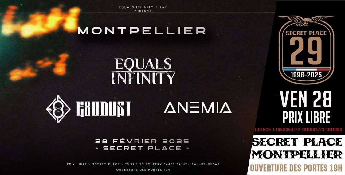 Equals Infinity et TAF pr\u00e9sentent : Equals Infinity + Anemia + Exodust