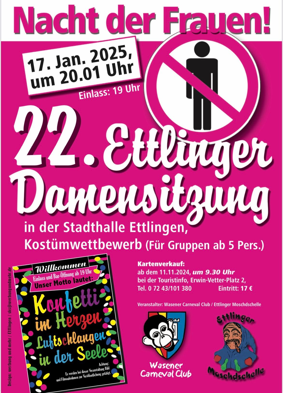 22. Damensitzung der Ettlinger Moschdschelle & des Wasener Carneval Club  