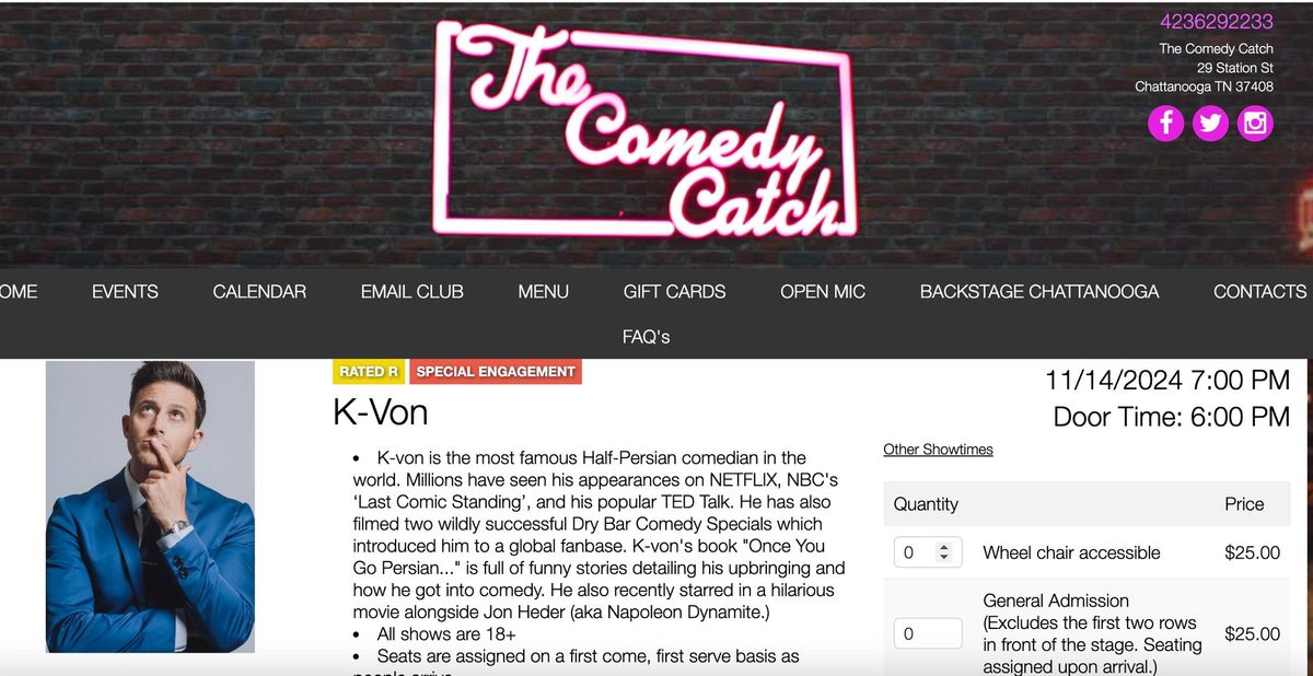 Comedian K-von in Chattanooga, TN (11\/14) 7p