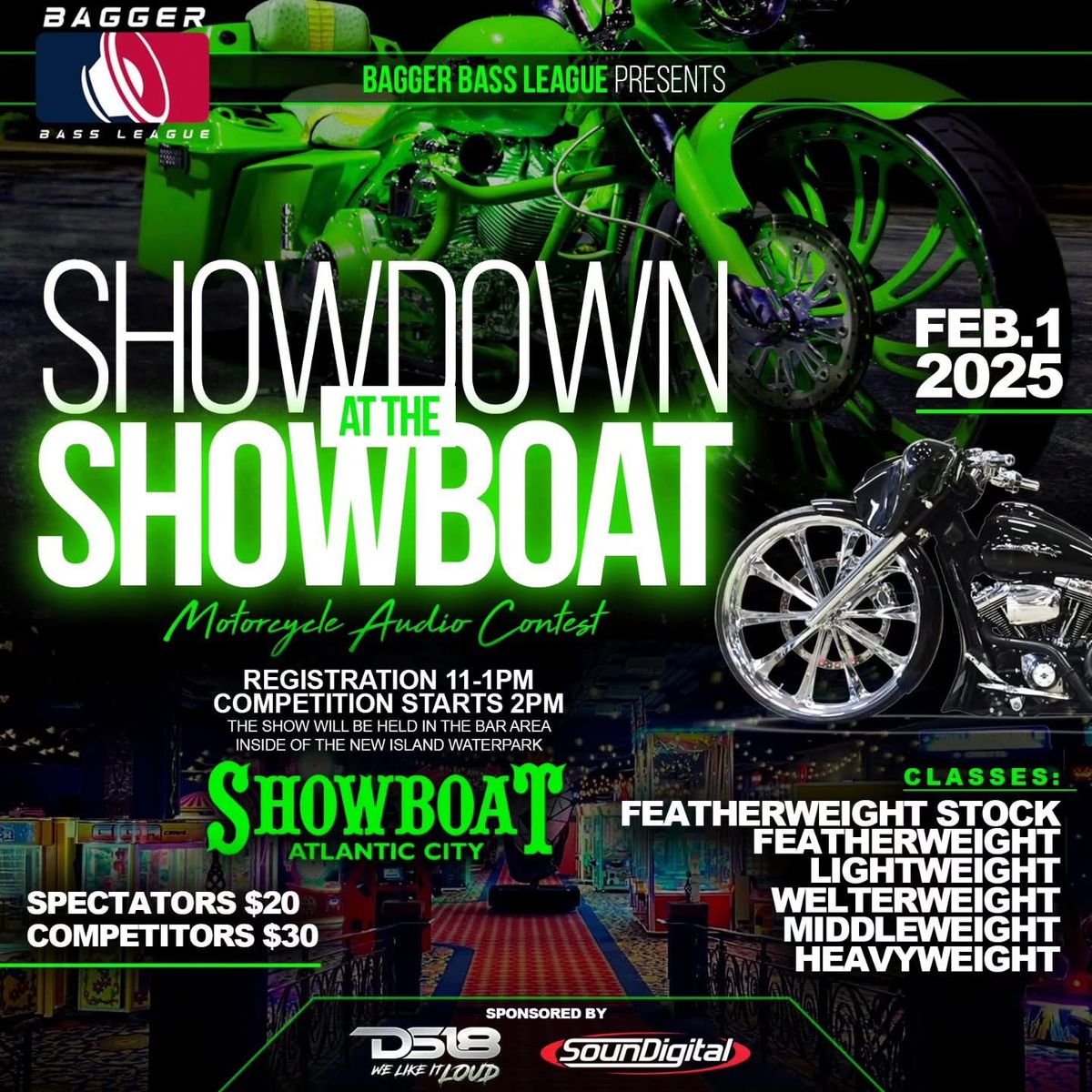 Atlantic City Showdown at the Showboat Indoor Motorcycle Sound Off by Bagger Bass League FEB 1st