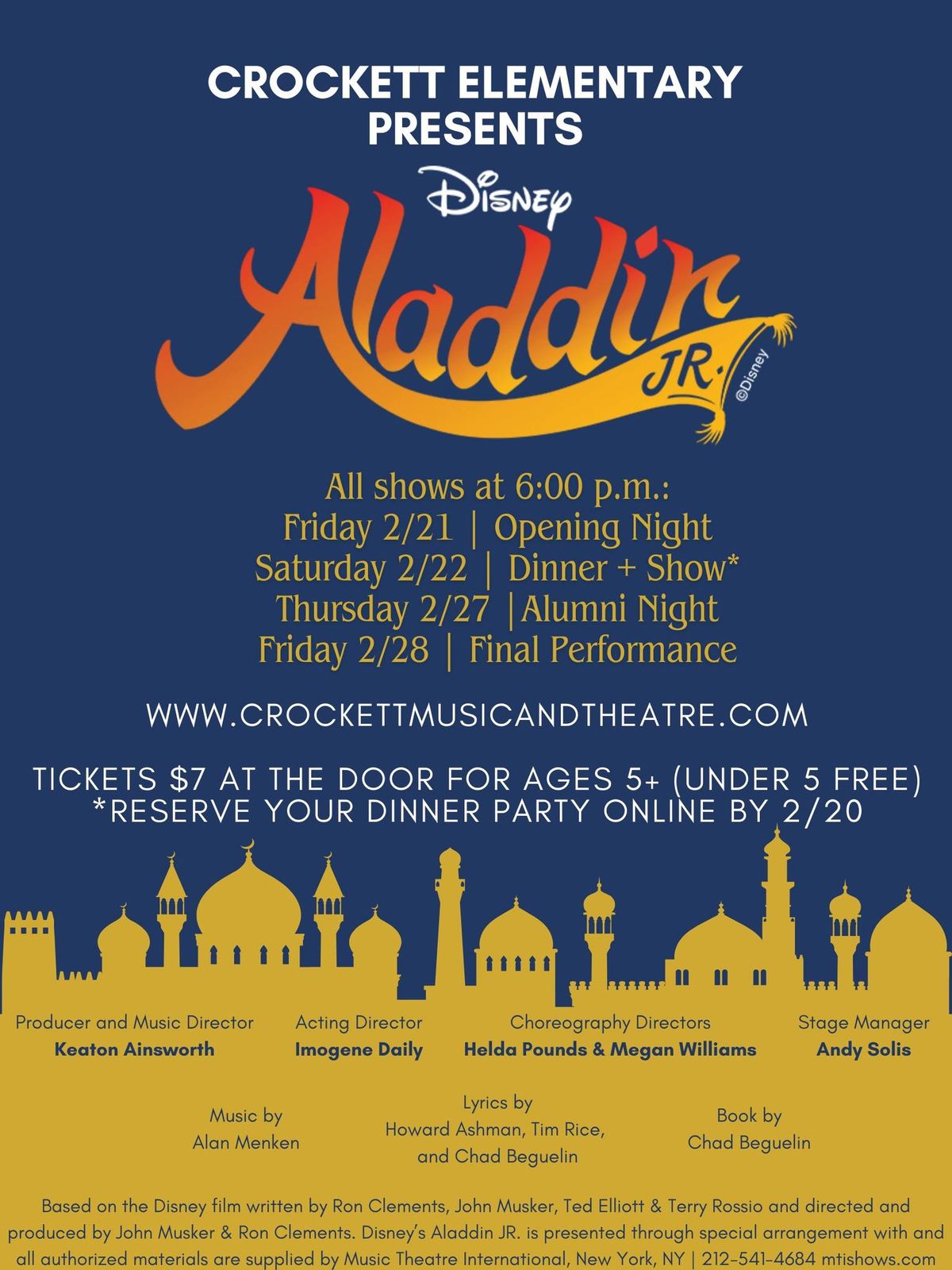 Crockett Elementary Presents Disney Aladdin Jr. 