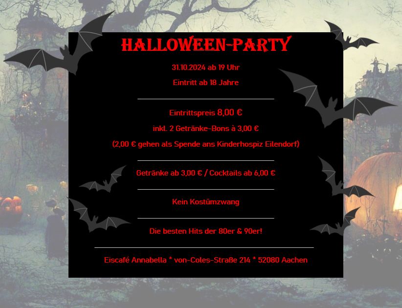 Halloween-Party im Eiscaf\u00e9 Annabella