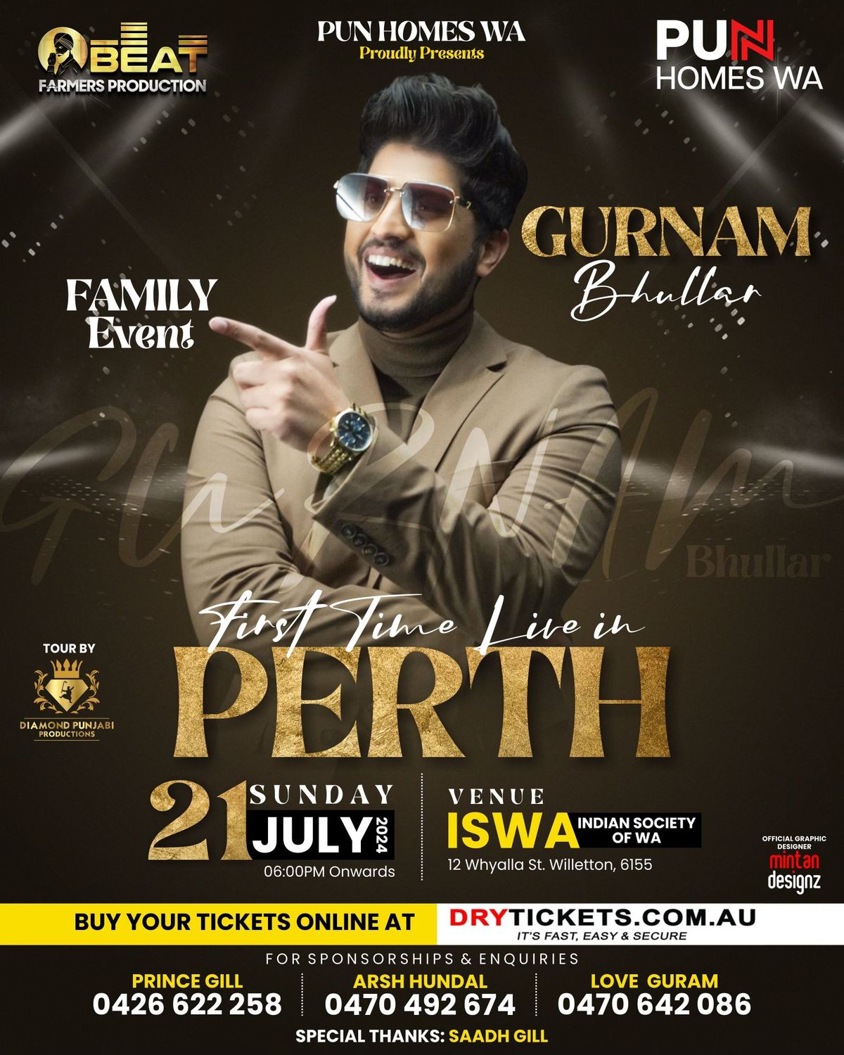 Perth, get ready for an unforgettable night! \ud83c\udf1f Gurnam Bhullar is coming to town for a live concert 