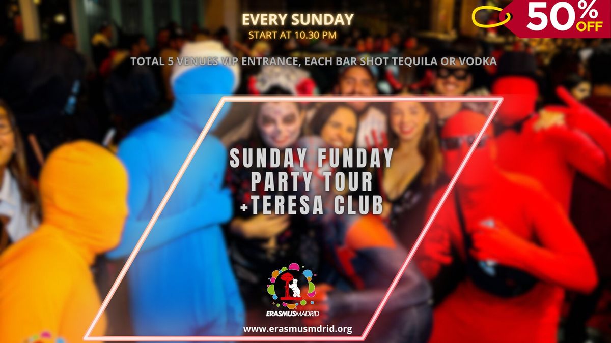 Sunday Funday Pubcrawl & Night Tour + Teresa Club 50% Discounted (Total 5 Venues) Only 5\u20ac