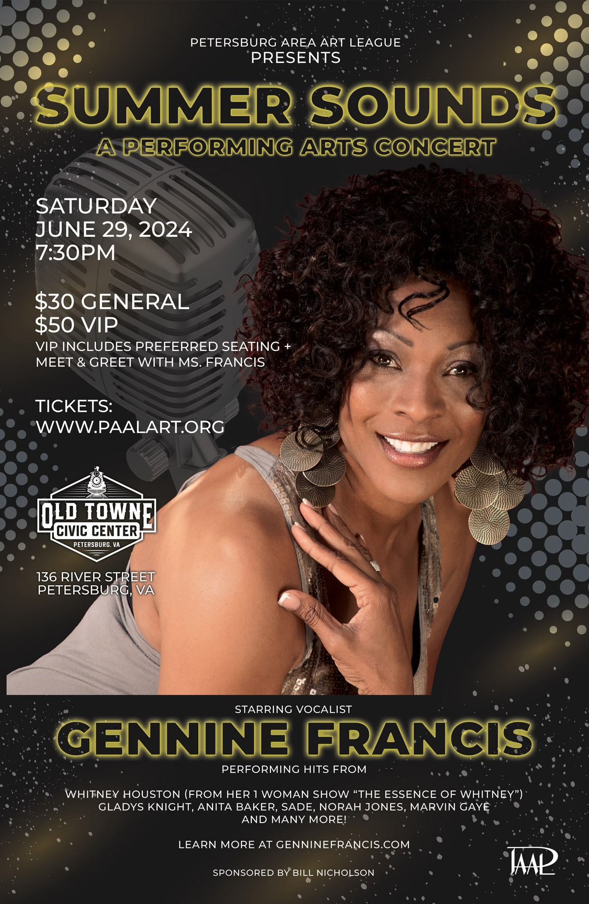 Summer Sounds, a PAAL Performing Arts Concert, featuring Vocalist Gennine Francis