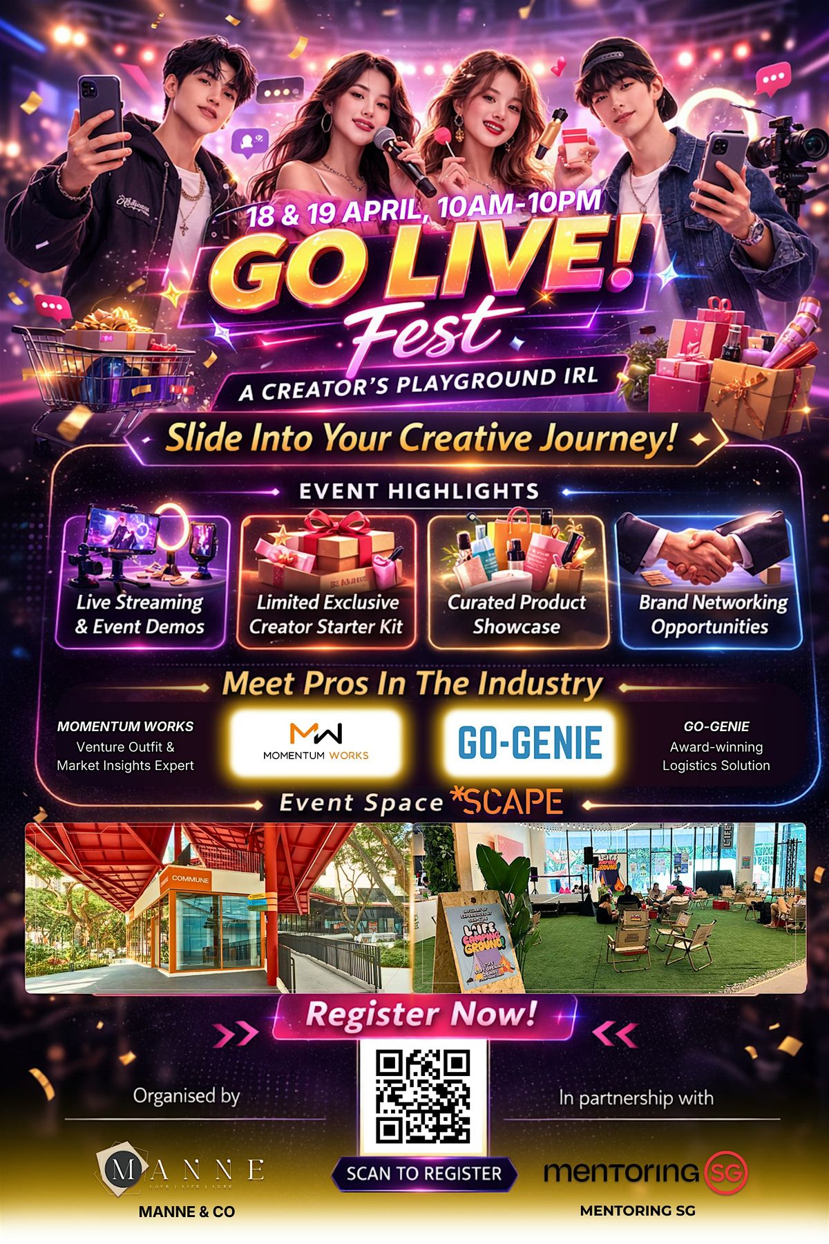 Programme Go Live Party GO LIVE! Fest 2026, *SCAPE, Singapore, 18 April to 19 April