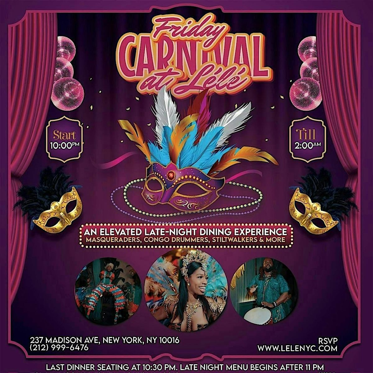 Carnival Fridays at L\u00e9l\u00e9 NYC \u2014 A Luxury Dining Experience