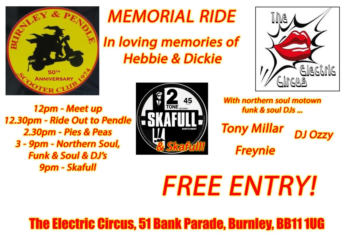 Scooter Memorial Meet & Ride Out in Memory of Hebbie & Dickie, with Motown \/ Soul Dj's & SKAFULL!