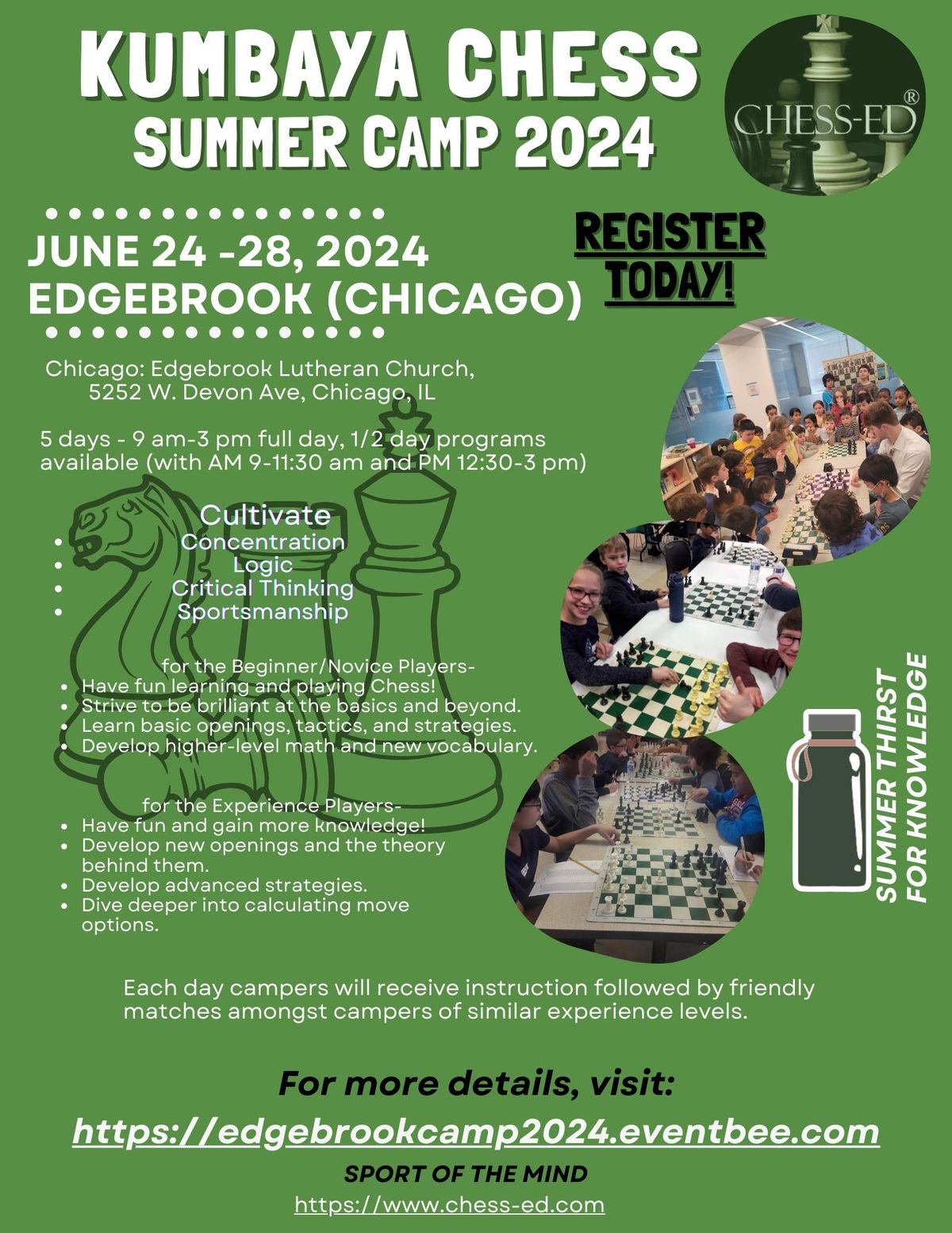 EDGEBROOK (CHICAGO) CHESS CAMP 2024- MAKE SURE TO MAKE PLANS FOR THE SUMMER- REGISTER TODAY! \u265f\ufe0f\u265f\ufe0f