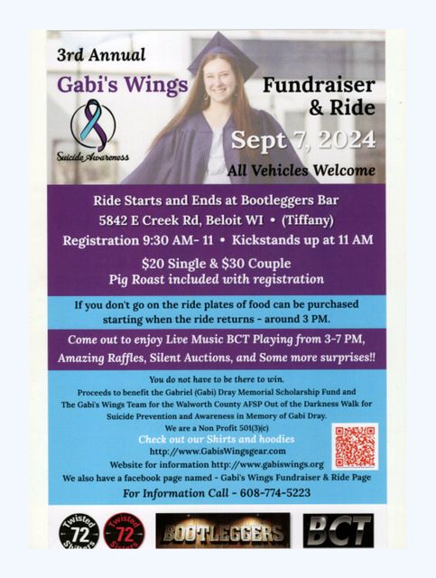 3rd Annual Gabi's Wings Fundraiser & Ride