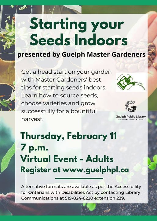 Starting your Seeds Indoors: A Live Presentation by Guelph Master Gardeners