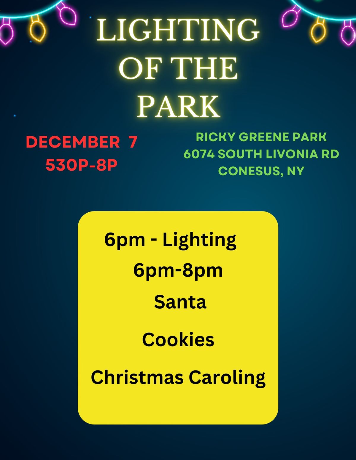 Lighting of The Park with Santa 