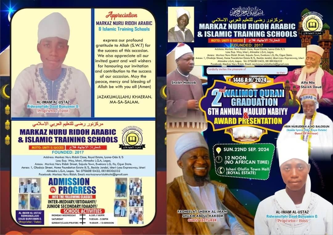 2nd Walimot Quran Graduation, 6th Annual Maulud Nabbiy,and Award rdPresebtatesentan