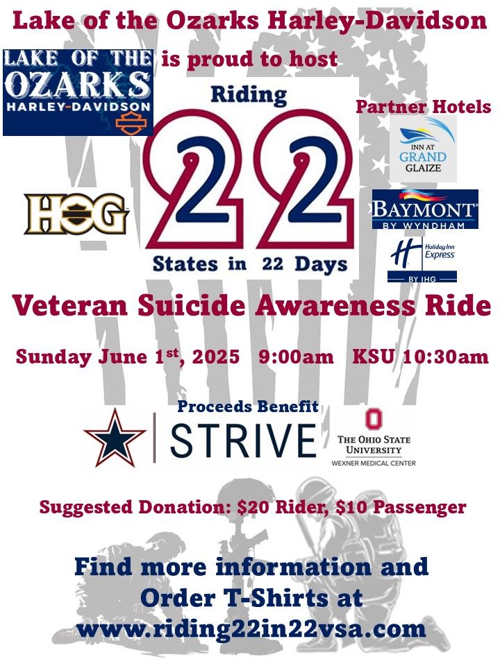 Riding 22 in 22 Veteran Suicide Awareness Benefit Ride Leg #10