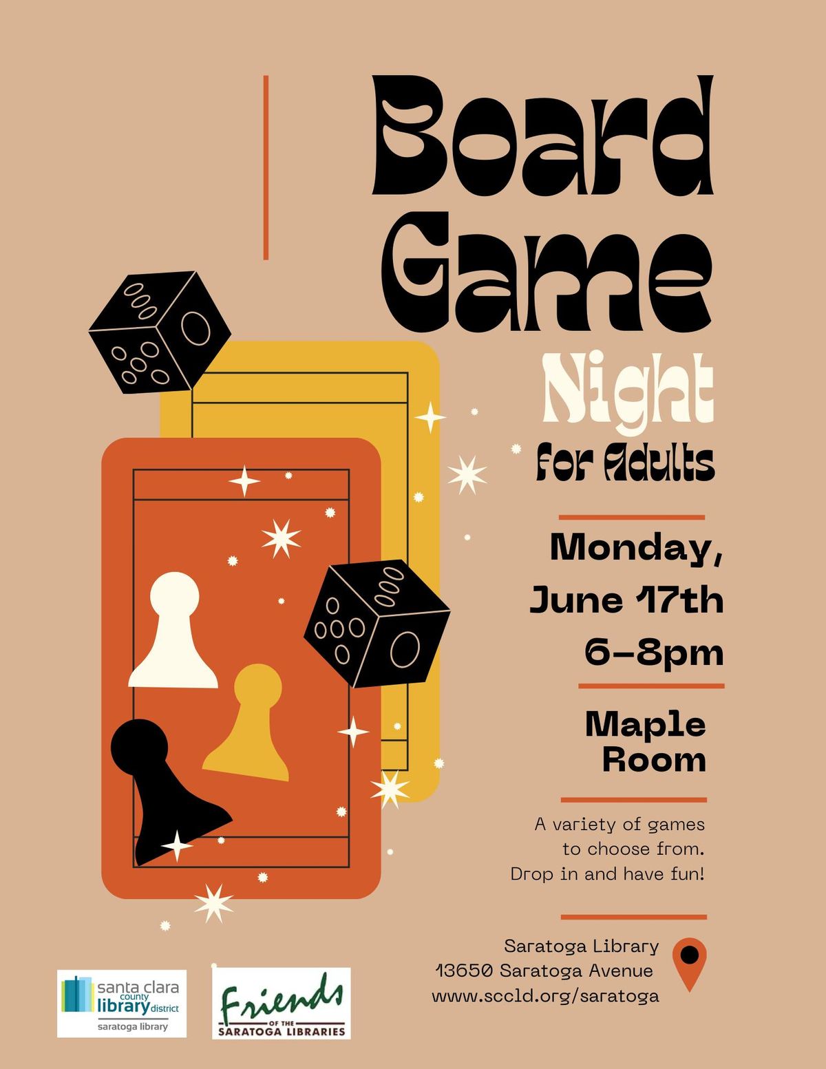 Board Game Night at the Saratoga Library
