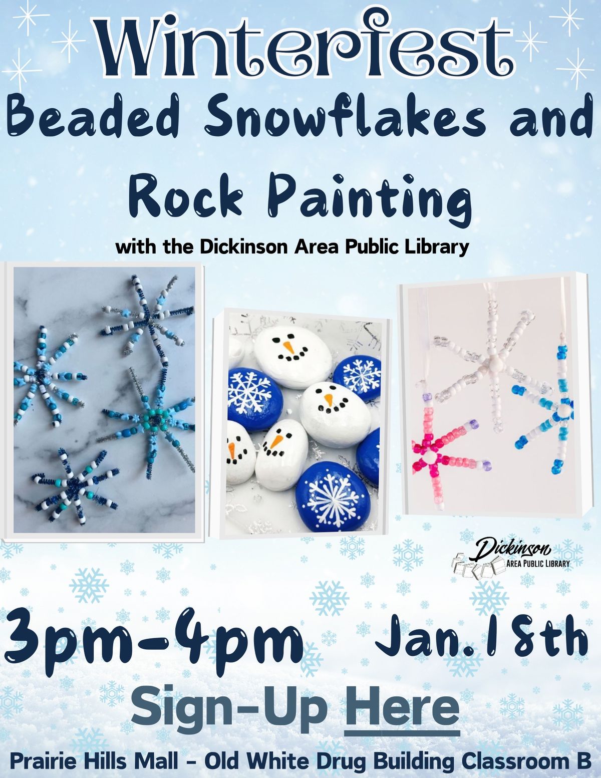 Winterfest: Beaded Snowflakes and Rock Painting