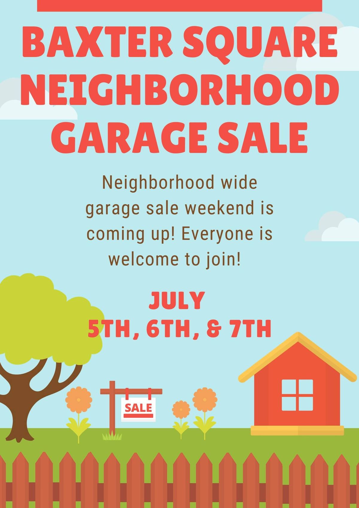 Baxter Square neighborhood garage sales! 