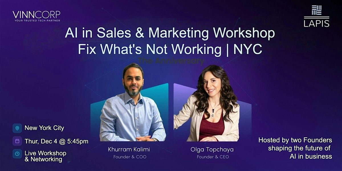 AI for Sales and Marketing - Fix What\u2019s Not Working | In-Person Workshop