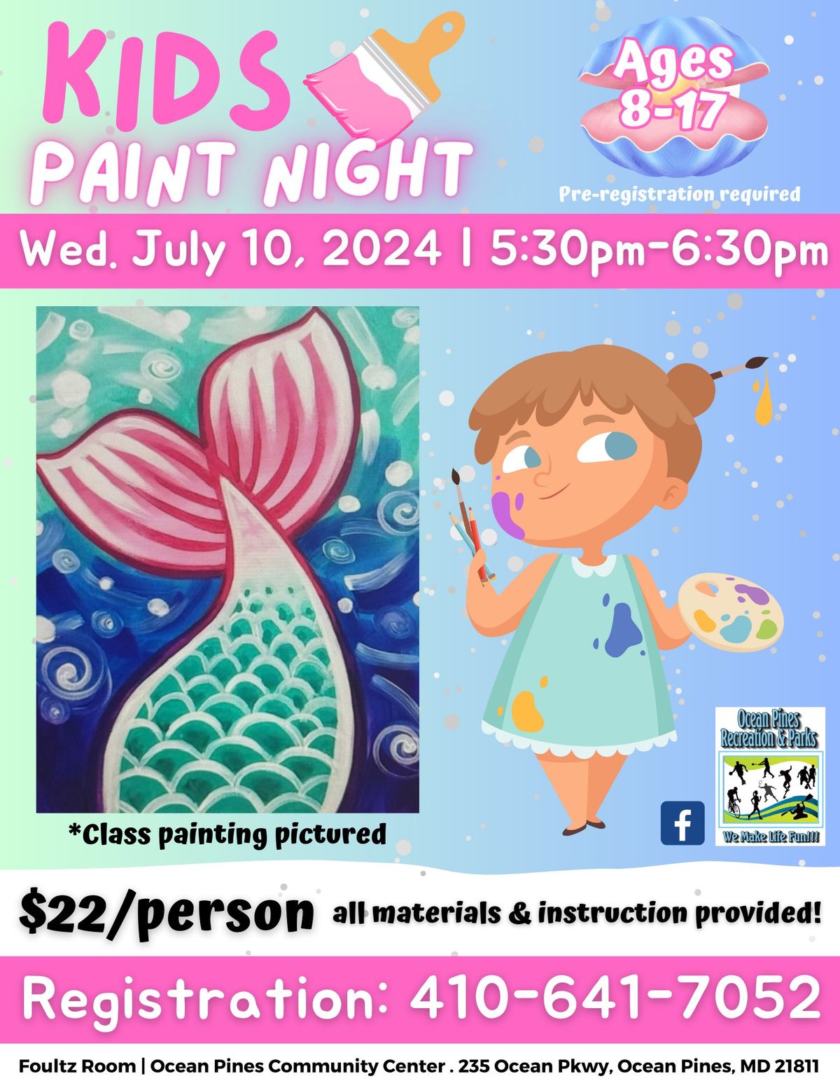 Kids Paint Night - Mermaid Tail