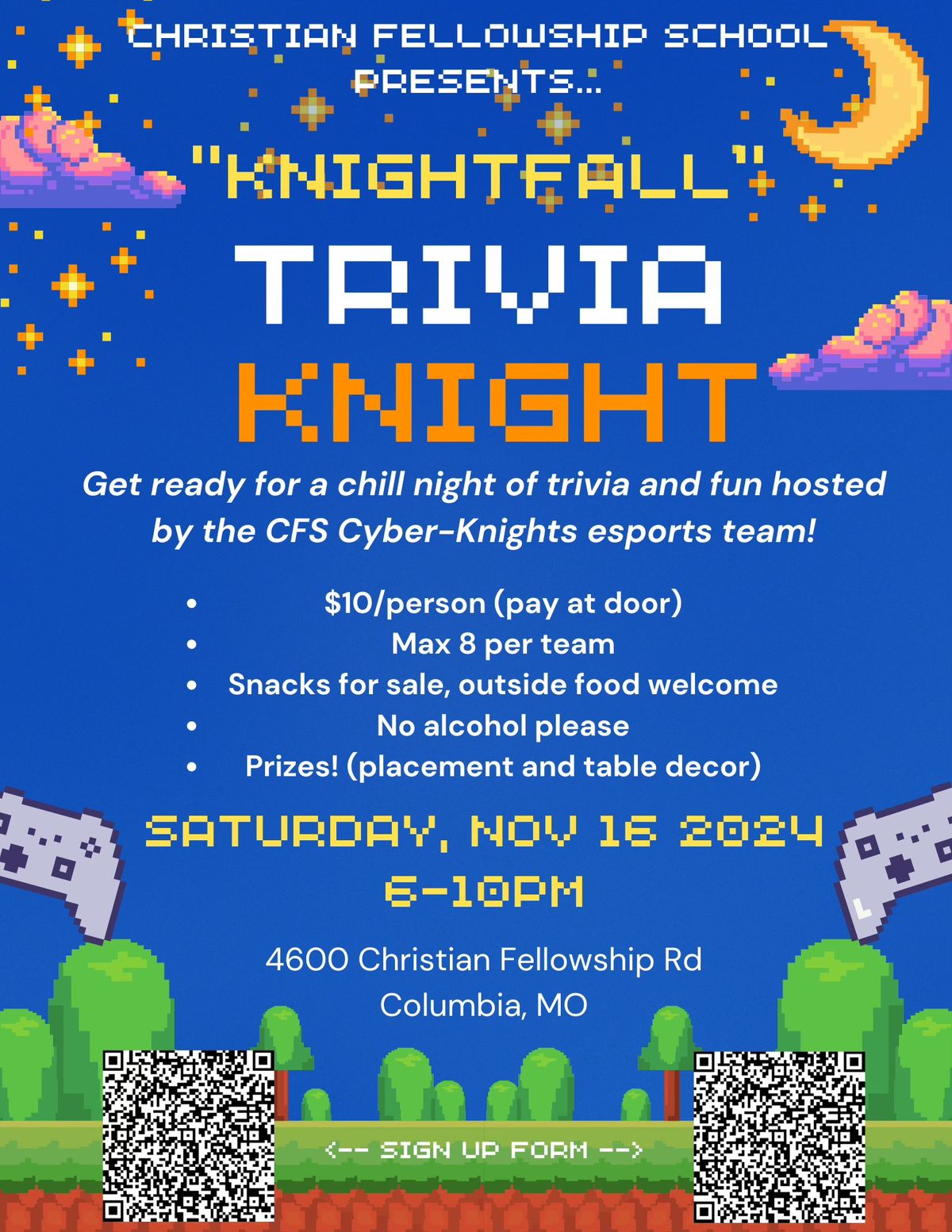 "Nightfall" Trivia Night - Fundraiser for CFS Cyber Knights E-Sports Team