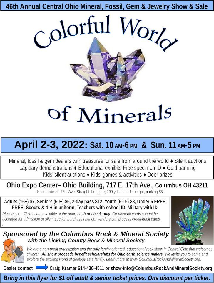 CRMS presents the Annual Rock and Mineral Show, Ohio Expo Center
